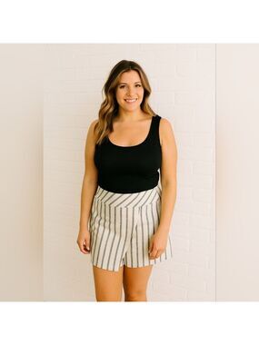 J.Crew Linen Crossover Wrap Skirt - Striped Fashion Staple